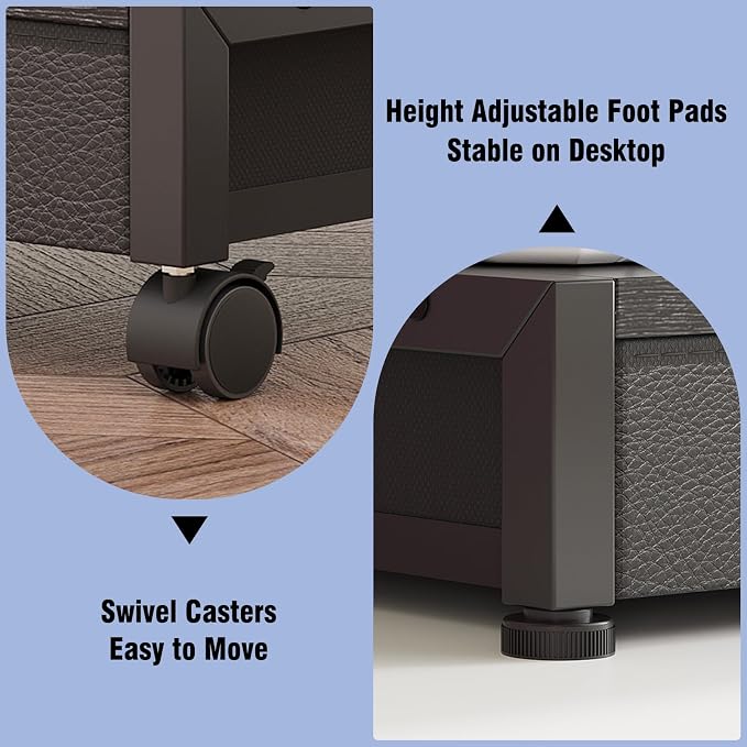 VENNQD 2-Tier Desktop Printer Stand with 2 Fabric Drawers, Prtiner Table with Storage Shelf, Desk Organizer for Home Office,3D Printer,Fax Machine,Scanner (Black, 2 Tier)