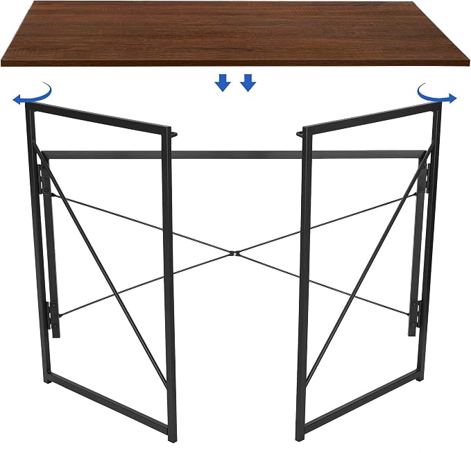 Folding Computer Desk Writing Table Study Work Station Portable Notebook PC Laptop Standing Desk Home Office, Espresso