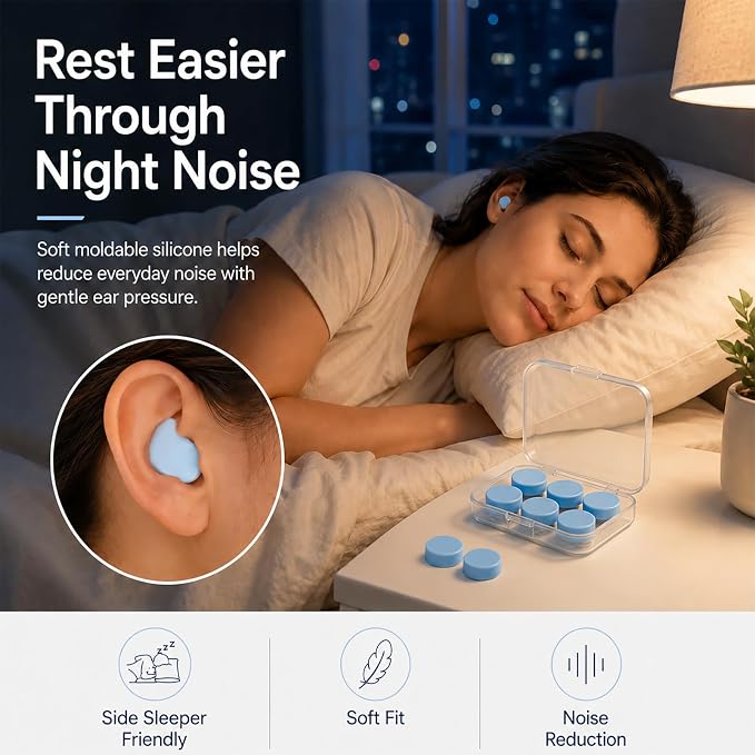 AITOLY Moldable Silicone Ear Plugs for Sleeping, Soft Reusable Noise Reduction Earplugs for Snoring, Side Sleepers, Small Ears, Swimming and Travel