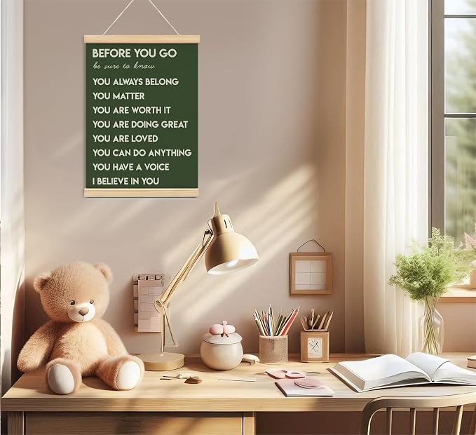 Mental Health Positive Inspirational Wall Art Decor,Therapist Office Signs Wall Art Decor For Office Kids Teen Girls Room Bedroom Playroom Wall Decor Wood Posters Framed（dark green）