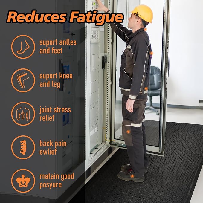 Anti Fatigue Mats Industrial 2' x 7' 15/16" Thick Ergonomic Standing Mat Commercial Kitchen Mat Heavy Duty Diamond Plate Shop Floor Mat Helps Relieve Back and Leg Soreness