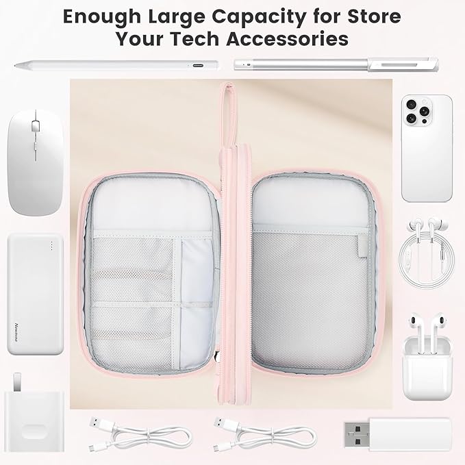 Skycase Tech Pouch - Lightweight Electronics Organizer Travel Case - Double Layers Cable Organizer - All-in-One Storage Bag for Charger, Cord, Phone, Flash Drive, Essentials - XL