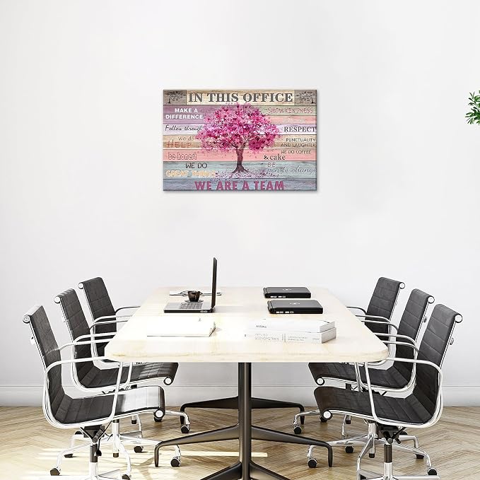 Yaasmolaa Office Wall Decor Inspirational Wall Art for Women Pink Tree Signs Picture Prints Framed 16x12in