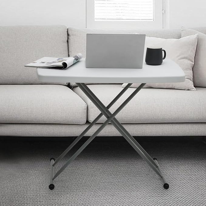 Athena Collection Folding TV Tray Couch Table 29 Inch Wide with 4 Height Adjustable, Portable Small Folding Table Dinner Tray Laptop Table for Living Room Small Space for Eating on Bed Sofa Couch