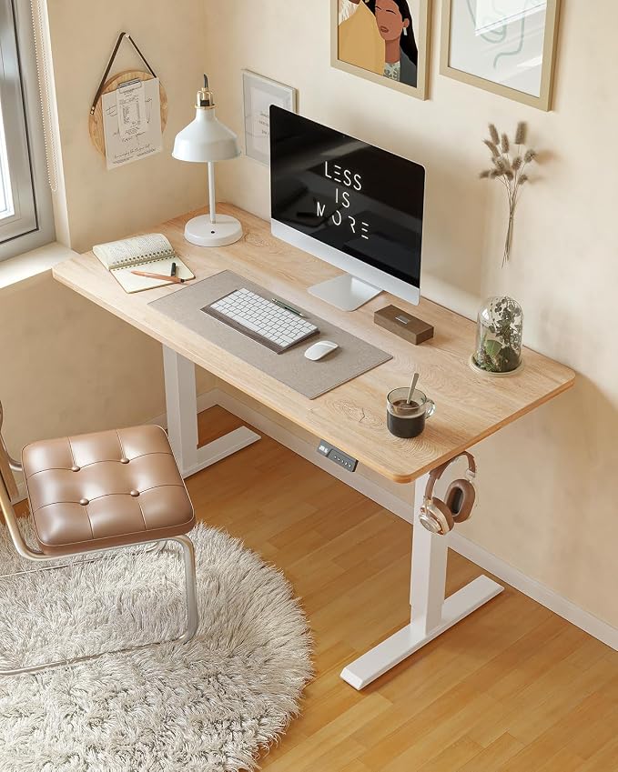 CubiCubi 63 x 28 Large Standing Desk, Height Adjustable Electric Computer Desk, 28" Deep Desktop, Sit Stand up Home Office Workstations with 4 Preset Heights, Maple