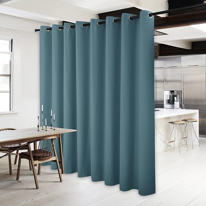 NICETOWN Window Drape Long Curtain - (120 inches Wide x 84 inches Long, Sea Teal, 1 PC) Living Room Panel Grommet Top Window Treatment for Hall & Guest Room