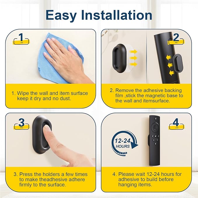 Magnetic Silicone Remote Control Holder Wall Mount for TV Fan 6 Pack | Upgraded Silicone Remote Caddy, Self-Adhesive Wall Mount, Remotes Control Organizer Storage, Air Conditioner Remote Holder