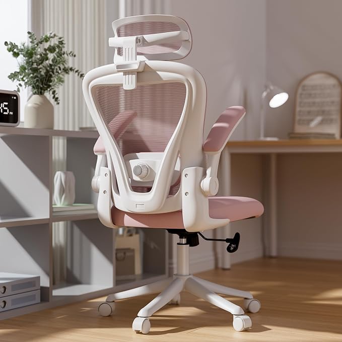 SeekFancy Pink Ergonomic Office Chair with Memory Foam, Computer Desk Chair | M903 Pro, 3D Headrest, 90° Flip-Up Arms, 330LBS Capacity, Lumbar Support, Memory Foam Cushion for Long hours