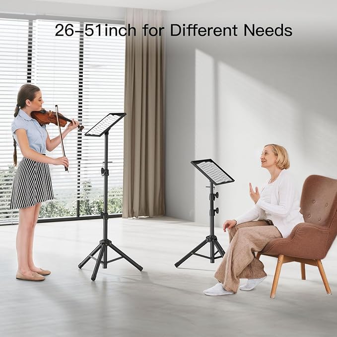AMADA HOMEFURNISHING Height Adjustable Projector Tripod Stand for 26 to 51 inch, Foldable Laptop Tripod Stand, Portable Outdoor Projector Stand for Laptop, Projector, DJ, or Sheet Music-AMPS02
