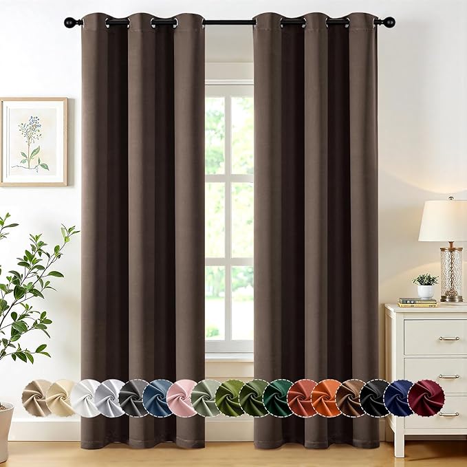MIULEE Blackout Curtains for Bedroom Living Room 2 Panels, Thermal Insulated Room Darkening Drapes Grommet Noise Reducing Light Blocking Window Treatments 72 Inches Long 40x72 Inch Chocolate Brown
