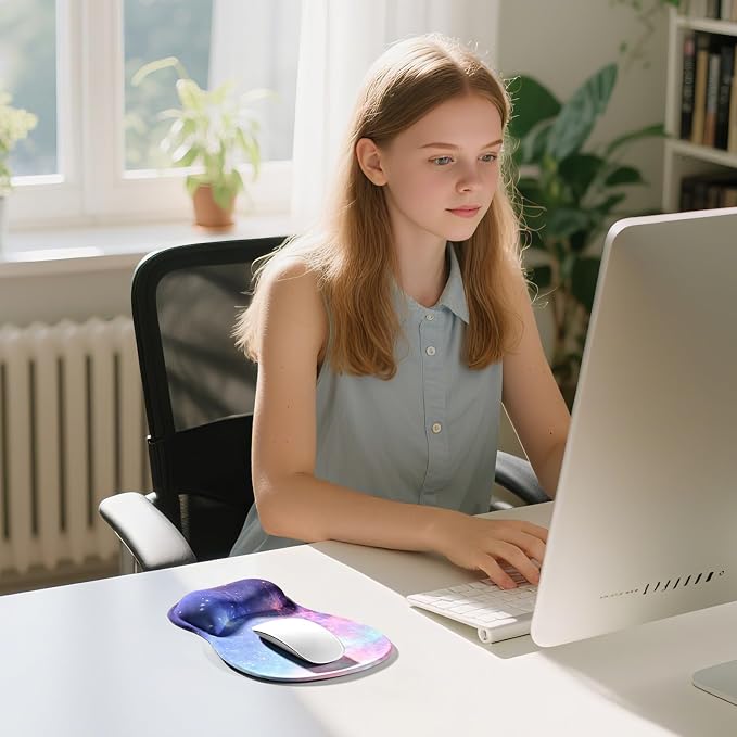 EooCoo Ergonomic Mouse Pad with Gel Wrist Rest Support Middle Concave Design, Relieve Wrist Pain, Non-Slip Base for Laptop, Computer, Office Desk Accessories, Carpal Tunnel Syndrome