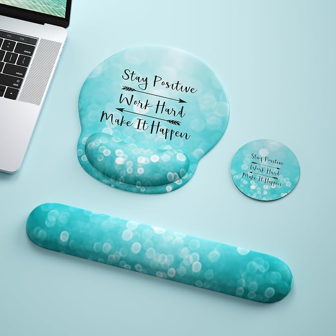 Mouse Pad with Keyboard Wrist Rest,Ergonomic Mouse Pad Wrist Support PU Base with Coaster,Mousepad with Nonslip Base for Computer Laptop Keyboard Home&Office