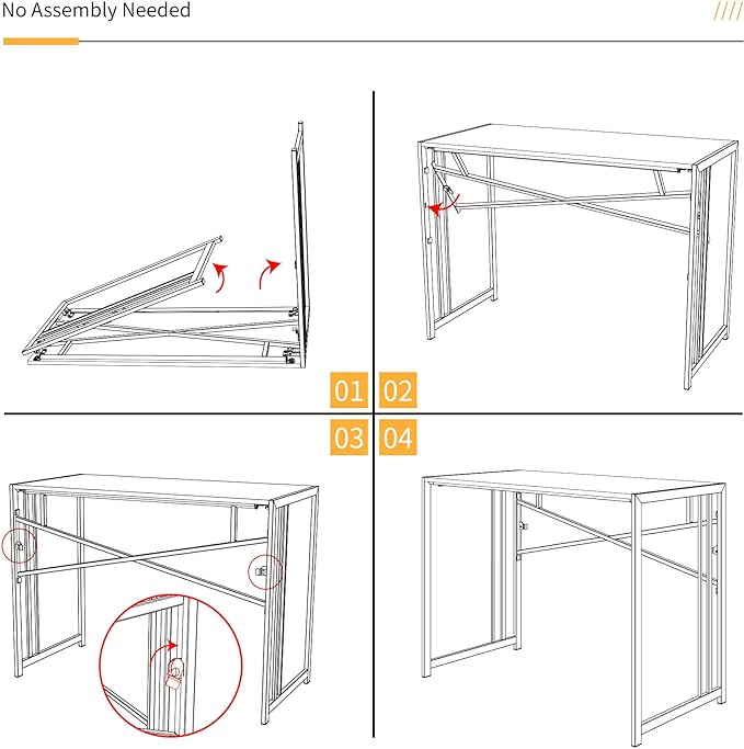 Lutown-Teen Narrow Folding Computer Desk 35 inch, Writing Gaming Computer Desk for Small Spaces, No Assembly Required Small Office Table, Grey