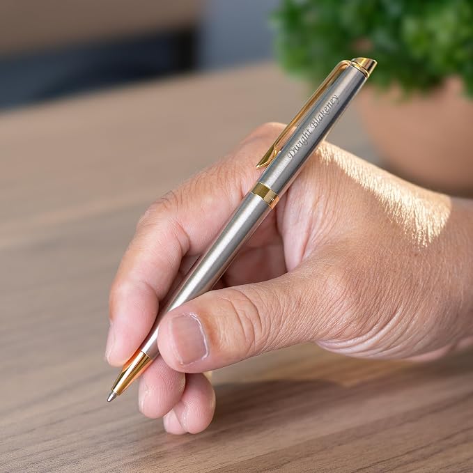 Waterman Hemisphere Ballpoint Pen, Stainless Steel with 23K Gold Trim, Custom Engraved — Retirement, Promotion, or Executive Gift