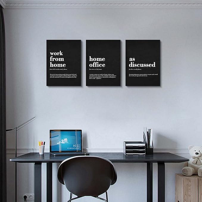 Framed Office Decor Canvas Wall Art - Positive Quote, Motivational Artwork Set of 3 Prints, 12x16inchx3pcs