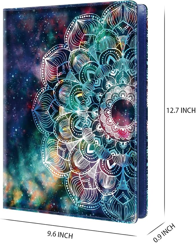 Business Portfolio Folder for Men Women, Padfolio Cover, Conference/Resume/Legal Document Organizer with Letter/A4 Size Clipboard Hardboard, Business Card Holders, Document Sleeve, Mandala