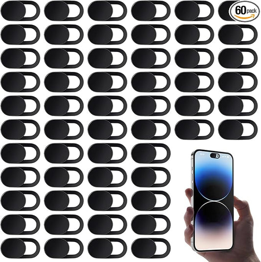 60 Pcs Computer Camera Cover,Ultra Thin Laptop Webcam Covers, Strong Adhensive Webcam Cover Slide Slide, Phone Camera Covers, Black ABS Material, Protect Privacy & Security