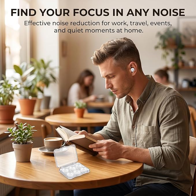 12 Pcs Moldable Silicone Ear Plugs Soft Transparent Earplugs Noise Reduction Earplugs Reusable Noise Cancelling EarPlug for Sleeping Snoring Travel Concerts Work Study Airplanes
