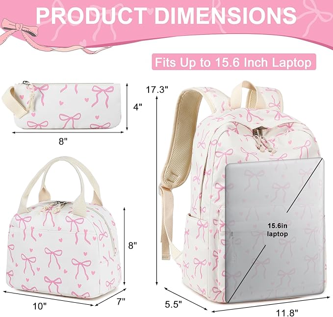 LEDAOU Backpack for Girls School Bag Kids Bookbag Teen Backpack Set Daypack with Lunch Bag and Pencil Case | Kids