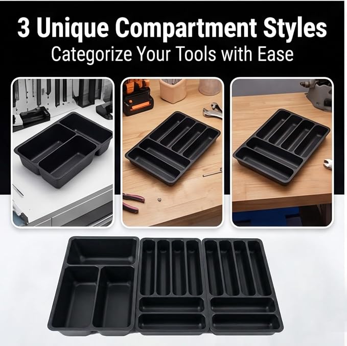 3 Pcs Tool Box Organizer Tray Divider Set for Kobalt Mini 3-Drawer ToolBox – Compatible with Both Old & New Version,Tool Desk Drawer Organization, Toolbox Accessories&Organizer.