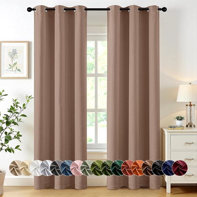 MIULEE Blackout Curtains for Bedroom Living Room 2 Panels, Thermal Insulated Room Darkening Drapes Grommet Noise Reducing Light Blocking Window Treatments 84 Inches Long 40x84 Inch Cappuccino