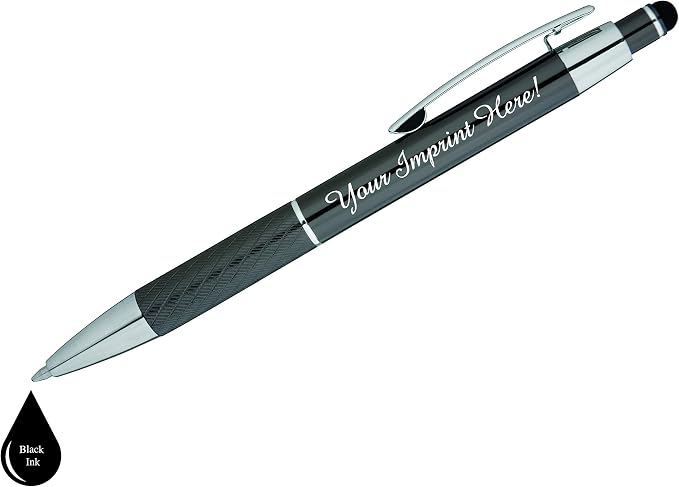 ExpressDesigns™ - Personalized Pens Gift Set - 2 Pack of Metal Pens w/gift box - Luxury Ballpoint Pen Custom Engraved with Name, Logo or Message for Executive, Business or Personal use (Black-Gray)