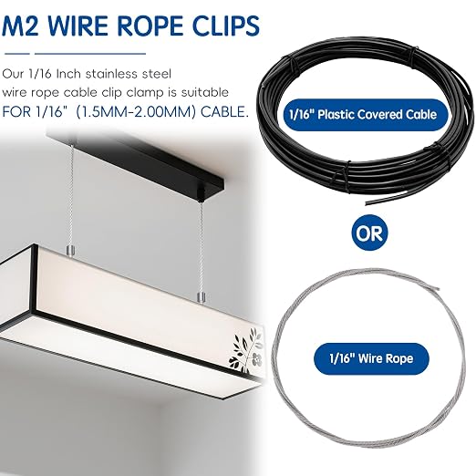 1/16 Inch Cable Clamps, 1/16" M3 304 Stainless Steel Wire Rope Cable Clip Clamp, Reusable One Way Wire Rope Clips for 1.5mm-2.0mm Cable for Holiday Decorations for Outdoors/Indoors- 4 PCS