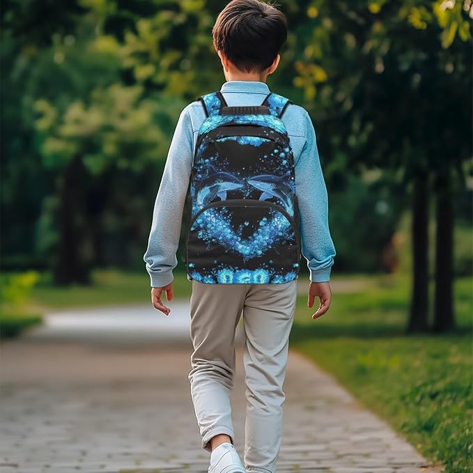 ZFRXIGN Shark Teen Boys Backpack for School with Cute Pendant 4PCS Backpack Set 17inch Middle High School Bag and Lunch Box Pencil Case Back to School Supplies