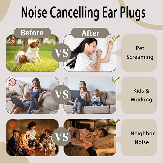 Ear Plugs for Noise Reduction, Reusable Earplugs for Sleeping, Soft Silicone Hearing Protection Earplugs for Work, Travel, Focus, Noise Sensitivity, Sleep Snoring, 8 Ear Tips in XS/S/M/L (Pink)