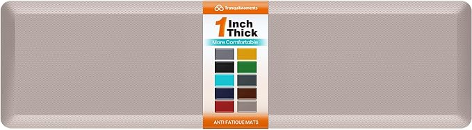 Kitchen Mats for Floor, 1 Inch Extra-Thick Kitchen Rugs, Waterproof & Non-Slip Anti Fatigue Mats, Comfort Standing Desk Mat for Kitchen Floor, Sink, Home, Office (20" X 72", Khaki)