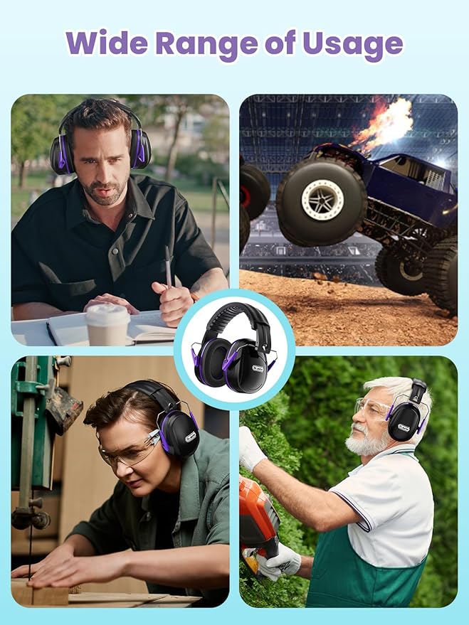 Ear Protection for Gun Range, 31dB SNR Noise Reduction Safety Ear Muffs, Hearing Protective Noise Cancelling Headphones for Autistic Kids Adults Earmuff for Mowing Monster Jam