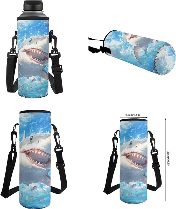 Ystardream 4 Pcs Boys Backpack with Lunch Box Elementary School Cartoon Shark Backpack with Comfortable Adjustable Straps School Bag with Pencil Box & Water Bottle Sleeve for Boys&Girls Student