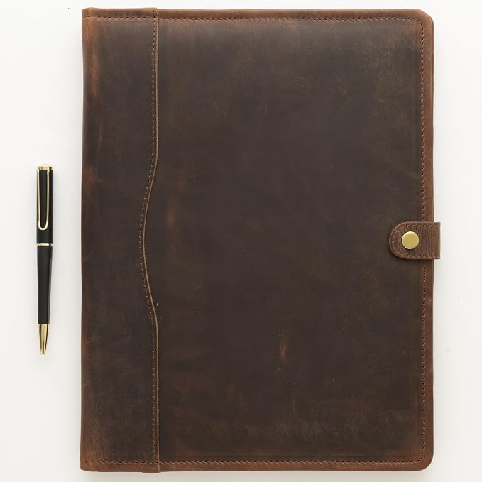 Leather Portfolio - Professional Portfolio Organizer, Resume Folder, Leather Padfolio for Men and Women, Business Portfolio with cardholder, Portfolio Folder - Leather Folder