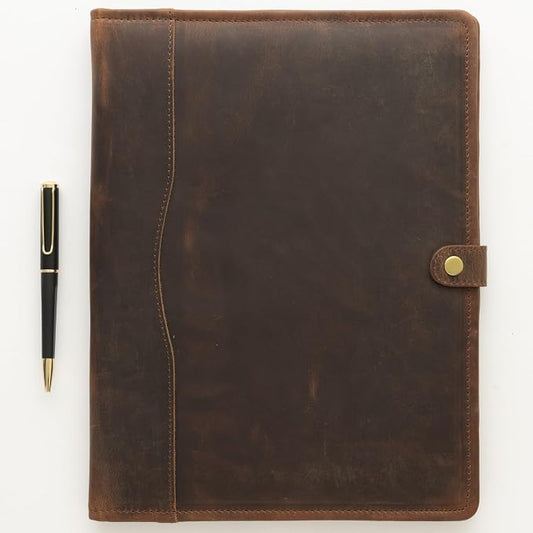 Leather Portfolio - Professional Portfolio Organizer, Resume Folder, Leather Padfolio for Men and Women, Business Portfolio with cardholder, Portfolio Folder - Leather Folder