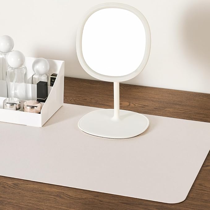 Dual Sided Desk Pad Faux Leather Desk Mat Large Mouse Pad | Desk Pad Protector Non-Slip Waterproof Desk Mouse Pad for Writing Desk, Office, Home(White Gray 35.4"X17")