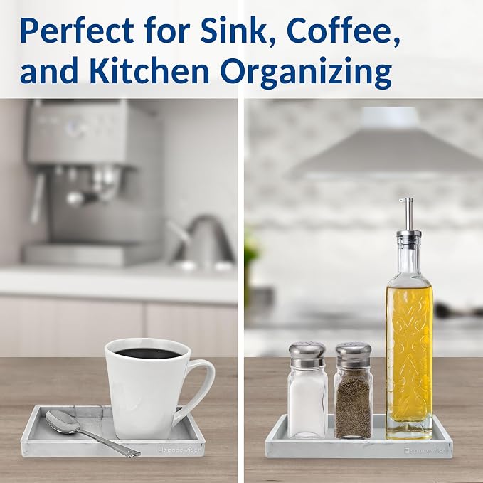 Countertop & Vanity Silicone Tray – 2 PC Small 7.7" Soap Tray | Kitchen Soap Tray Set, Dish Soap Tray for Kitchen Counter, Kitchen Sink Tray, Silicone Soap Dispenser Tray & Sponge Holder