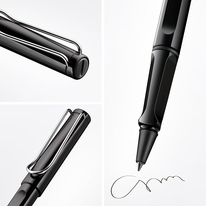 Lamy safari black - Rollerball Pen with ergonomic grip & line width M - for pleasant long writing - made of robust ASA plastic - including rollerball refill M 63 in black
