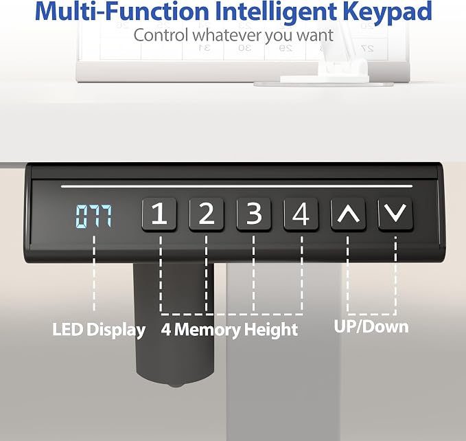 YESHOMY Height Adjustable Electric Standing Desk, 39 x 24 Inches Memory Home Office Sit Stand up Desk with Phone Holder and USB Charging Port, White