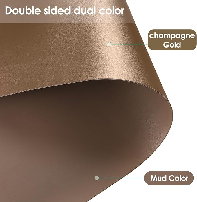 Faux Leather Table Cover,1.8mm Thick,42x66 Inch Table Protector,Table Protector for Dining Room Table,Dining Table Cover,Table Cover Protector(Mud Color+Champagne Gold,42x66)