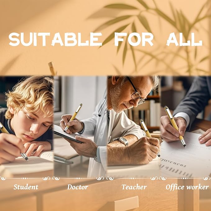 YUNCHUN 100PCS Bamboo Pens Bulk, Wooden Pens with 2-in-1 Stylus Tip, Pen Set for Employee Appreciation Gifts, Click Ballpoint Pen for Writing, Medium Point and Black Ink