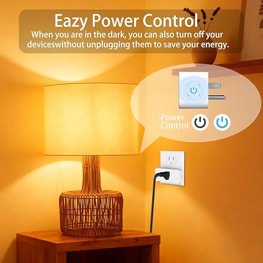 Tuya Smart Plug,Mini with Energy Monitoring,Pro Series 15A Plug,2.4G Wi-Fi Outlets Support Alexa, Google Assistant, Time Schedule,ETL & FCC Certified, 4 Pack