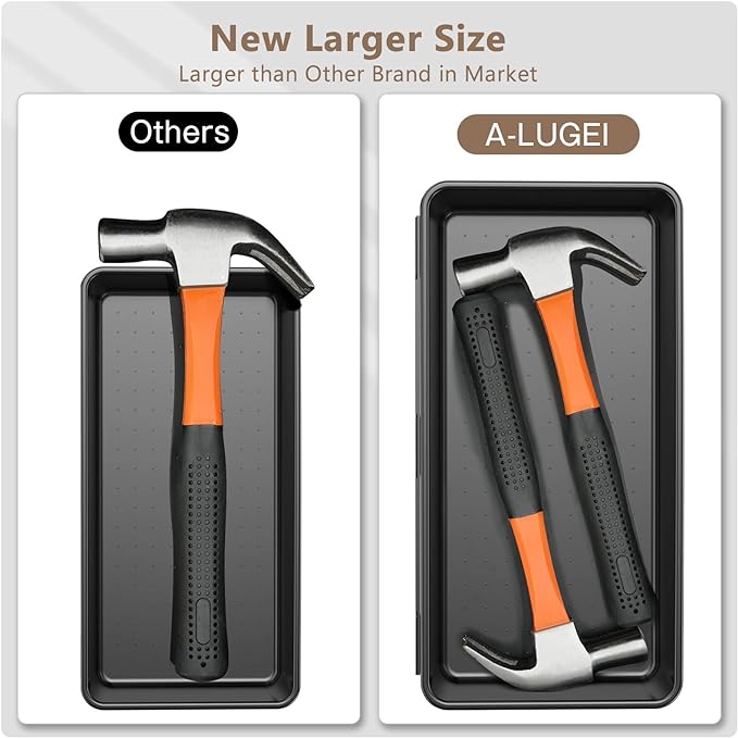 A-LuGei 【𝟰𝟲𝗣𝗖𝗦 & 5 Size】 Tool Box Organizer Tray Divider Set, 【Black】 Bathroom Drawer Organizer Bin, Garage Organization and Storage Toolbox Rolling Tool Chest Cart Cabinet WorkBench Small Part