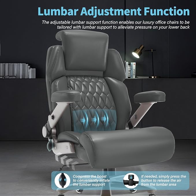 Big and Tall Office Chair 700lbs, Ergonomic High Back Computer Desk Chair | Adjustable Headrest&Lumbar Support, 3D Flip Arms, Large Wheels, Heavy Duty Metal Base, Thick Padded Wide Seat Executive Chair