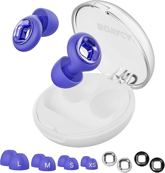 Ear Plugs for Sleeping Noise Cancelling, 45dB Reusable Earplugs for Noise Reduction, Hearing Protection Ear Plugs with 8 Ear Tips, Soft Silicone Earplugs for Sleep, Concerts, Snoring, Study (Blue)