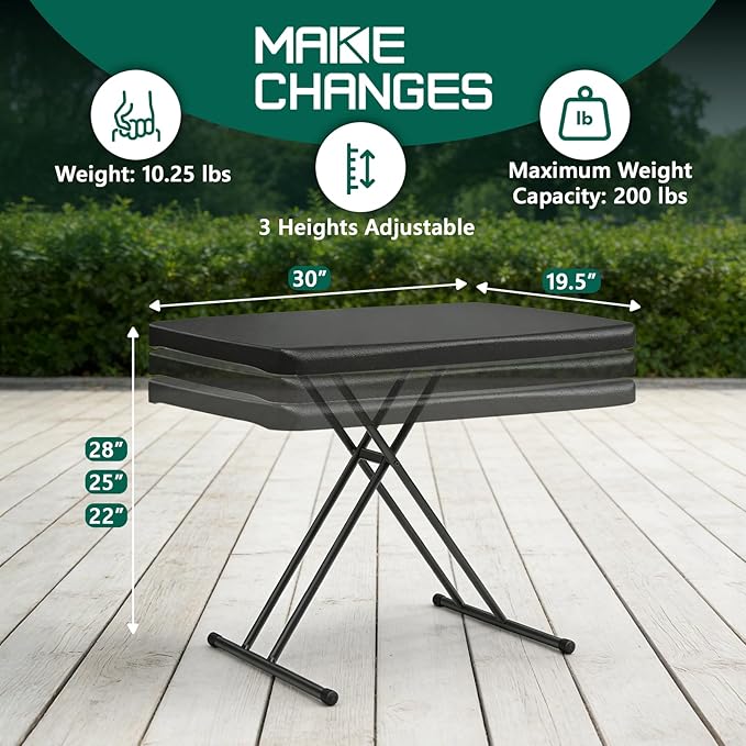 Folding Table 2 Pack,30 Inch-Small Desk Adjustable Height TV Tray for Laptop, Couch, Camping - Heavy Duty Utility Foldable Table for Small Spaces, No Assembly Required, Black Granite
