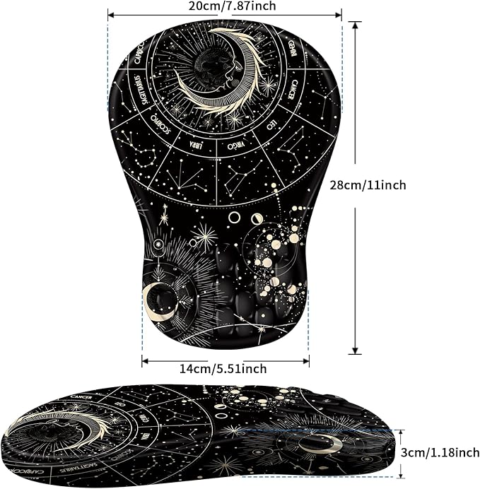 YIWEI Ergonomic Mouse Pad with Wrist Rest - Comfortable Office Mousepad with Memory Foam Wrist Support for Carpal Tunnel Relief, Mouse Pads with Non-Slip Base for Gaming and Home (Constellation)