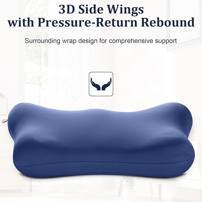 Lumbar Support Pillow for Office Chair Memory Foam Lumbar Cushion with Removable Cover Soft Back Support Pillow Suitable for Car, Couch, Gaming, Dark Blue