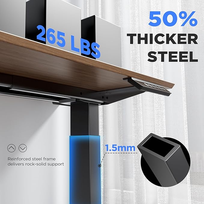 Dual Motor Electric Standing Desk Frame - 300 lbs Heavy Duty, 3 Memory Height Presets - Sit Stand Desk Frame, Computer Height Adjustable Desk Legs & Base for 43.3"-63" Desktop, Black Frame Only