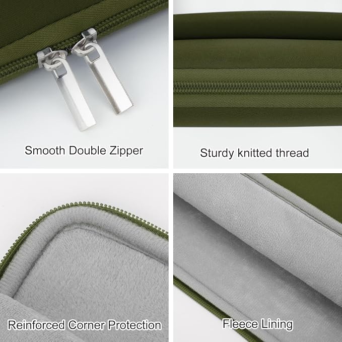 Laptop Sleeve Bag Compatible with 15 to 16 inches MacBook HP Dell Asus Acer Protective Case with Front Pocket Padded Computer Pouch Cover Protective for 15” to 16” Laptop, Green