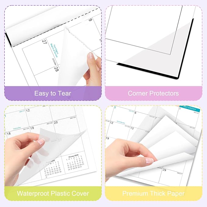 Gannyfer Desk Calendar 2026-2027, 18-Month July 2026-Dec 2027, 22" x 17" Large Yearly Desktop Calendar, with Plastic Cover, Corner Protectors, for Office, Home and School (6 Stickers Included)